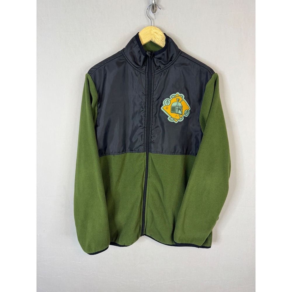 Disney Star‎ Wars Boba Fett Full Zip Fleece Jacket Green Black Mens Medium